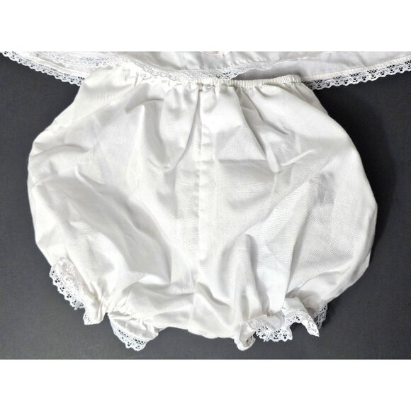 Vtg Garden Of Angels Hand Made NB Dress Bloomers Set White Embroidered Lace Trim - Picture 10 of 14